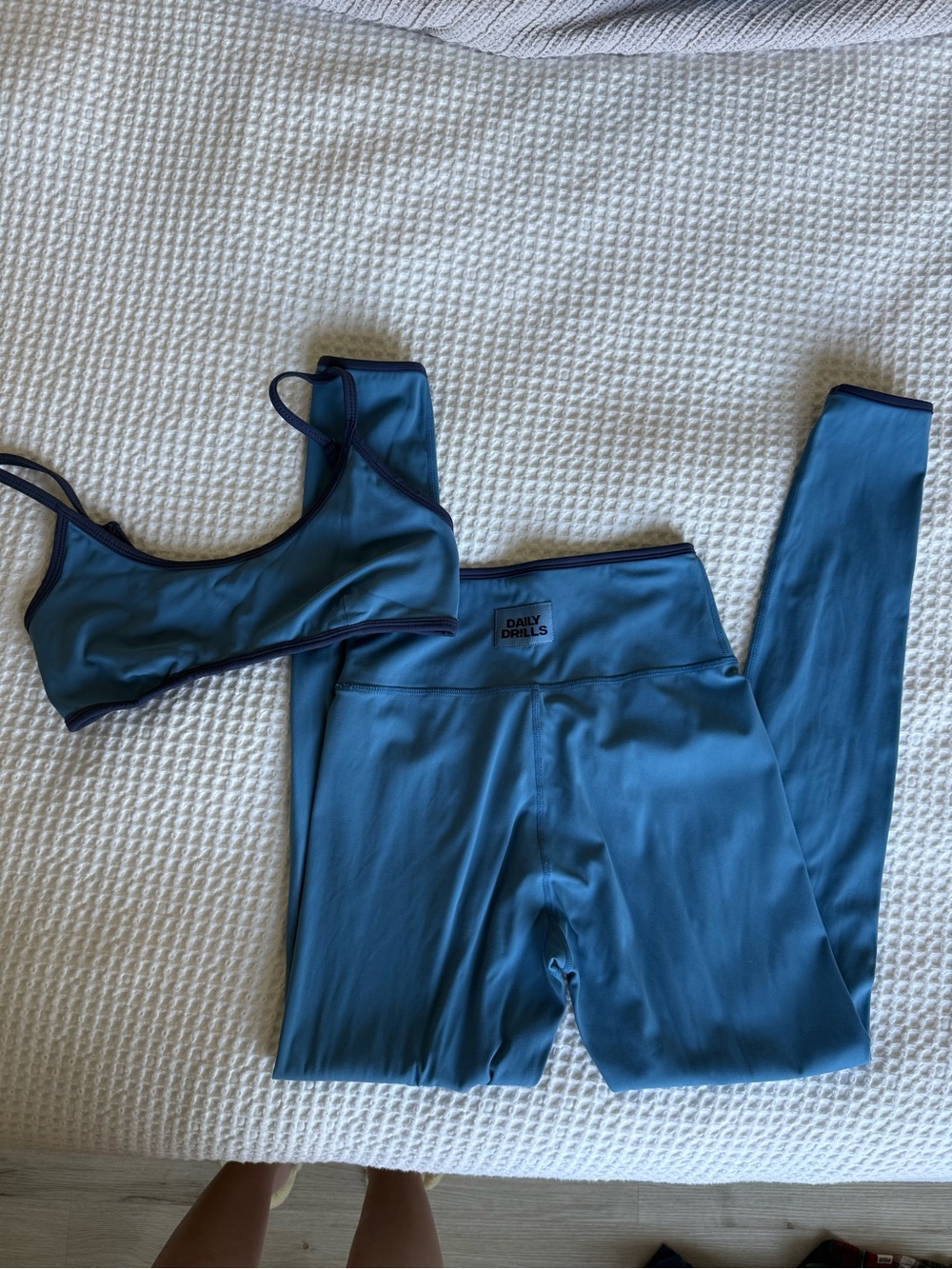 Daily Drills Go Cabana + Navy Stretch Bra and Drills with Tonal Patch